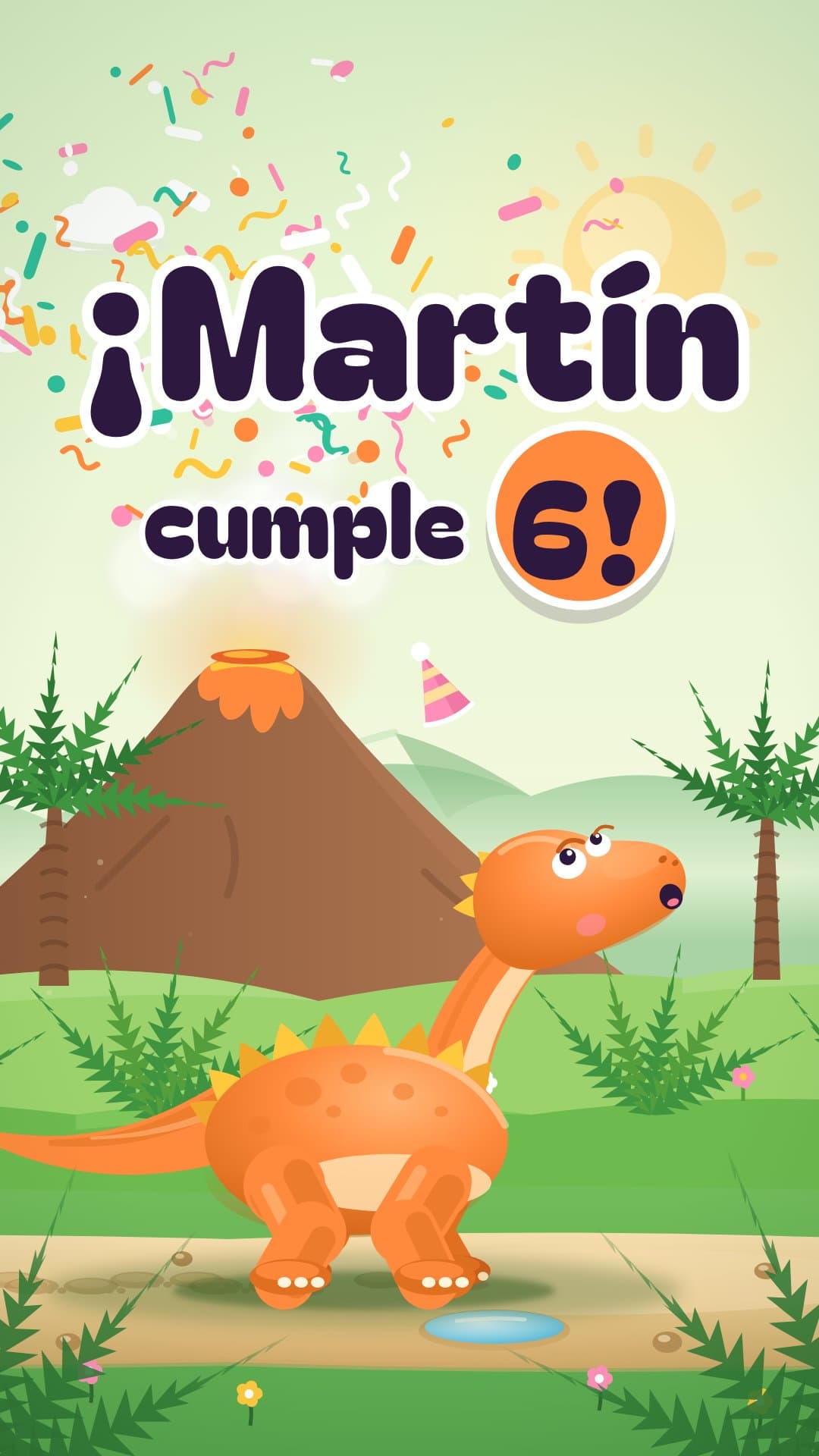 Fragmento de ejemplo con el diseño Dino: ¡Martín cumple 6!